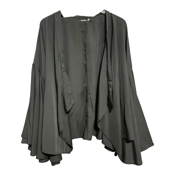 Boohoo Plus Extreme Sleeve Wrap Front Tie Flowy Top Size 12 - Picture 4 of 13